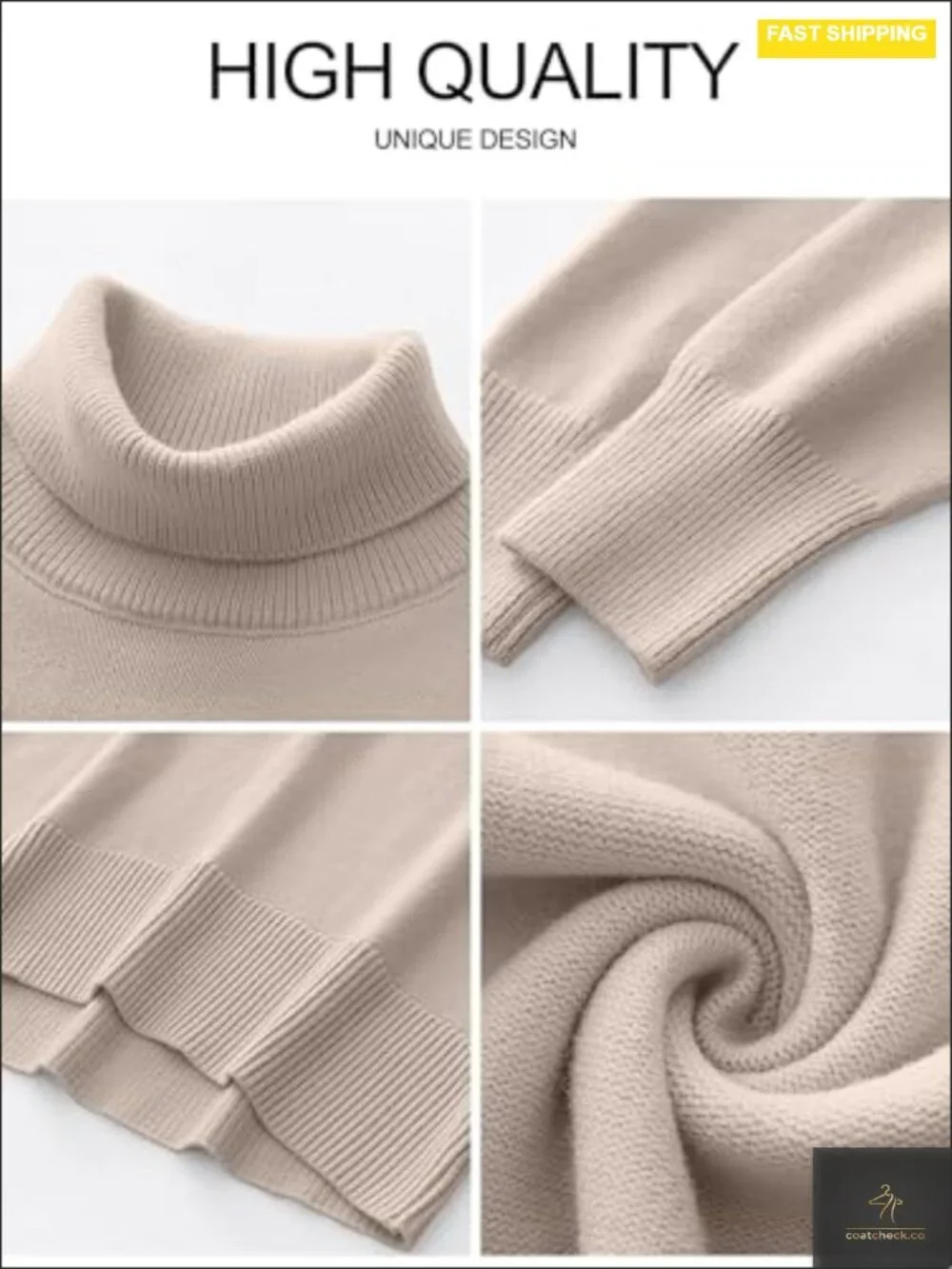 Oversized Chunky Knit Turtleneck Sweater High Low Hem Pullover